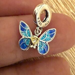Blue and Silver Butterfly Pendant